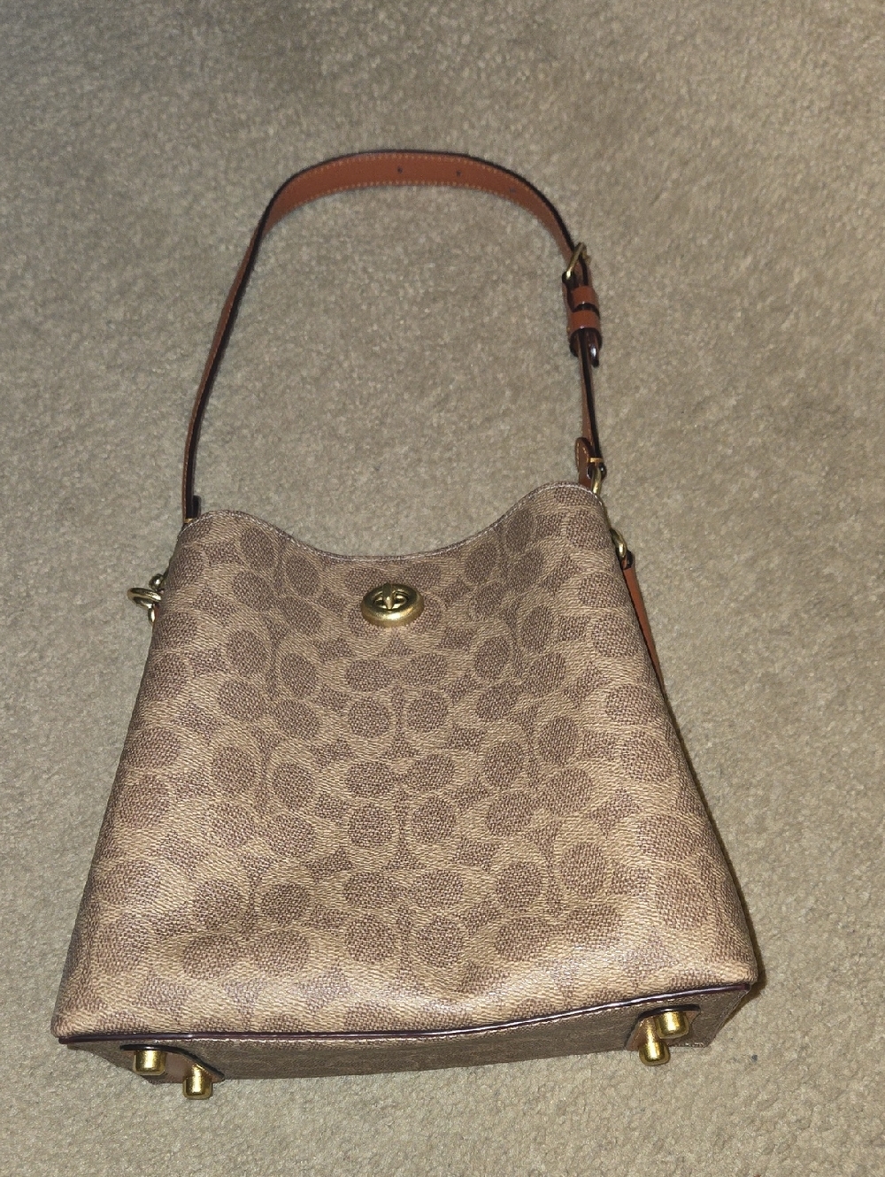 Coach Willow Small C3890 Bucket Bag In Tan/Rust Signature Canvas